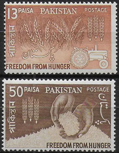 1963 Pakistan Freedom from Hunger 2v. MNH SG n. 184/85