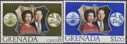 1972 Grenda royal silver wedding 2v. MNH SG n. 530/31