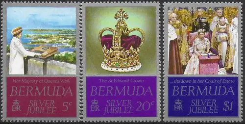 1977 Bermuda silver jubilee 3v. MNH SG n. 371/73