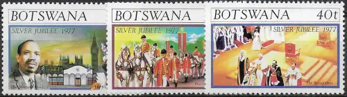 1977 Botswana silver jubilee 3v. MNH SG n. 391/93