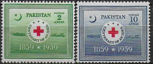1959 Pakistan Red Cross Commemoration 2v. MNH SG n. 104/05