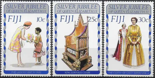 1977 Fiji silver jubilee 3v. MNH SG n. 536/38