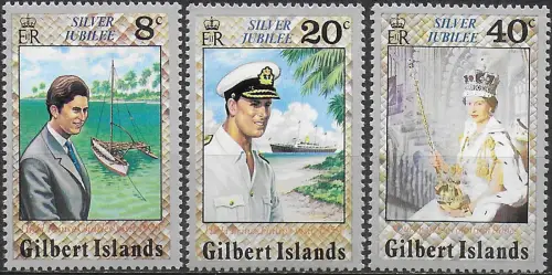 1977 Gilbert Islands silver jubilee 3v. MNH SG n. 48/50