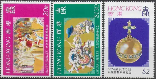 1977 Hong Kong silver jubilee 3v. MNH SG n. 361/63