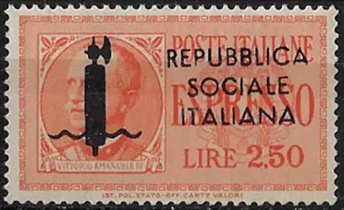 1944 Repubblia Sociale L. 2,50 express variety MNH Sassone n. 22hai