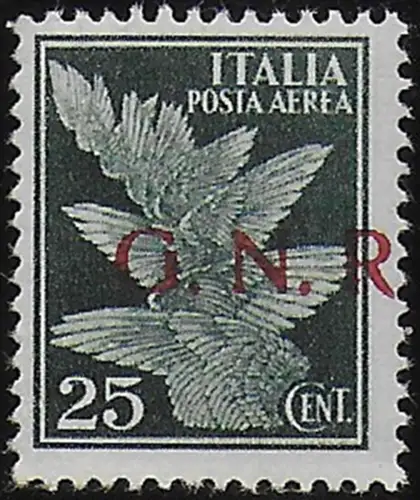 1944 Repubblia Sociale 25c. dark green airmail variety MNH Sassone n. 117cbb