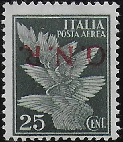 1944 Repubblia Sociale 25c. dark green airmail variety MNH Sassone n. 117a