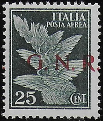 1944 Repubblia Sociale 25c. dark green airmail variety MNH Sassone n. 117/Icav