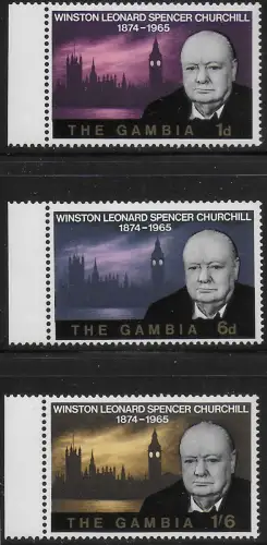 1966 Gambia Winston Churchill 3v. MNH SG n. 230/32
