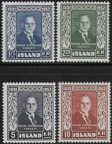 1952 Islanda Bjornsson 4v. MNH Unificato n. 239/42