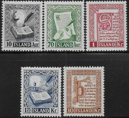 1953 Islanda Manuscripts 5v. MNH Unificato n. 245/49