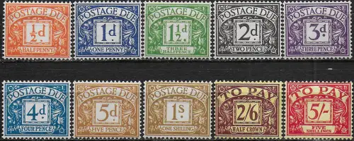 1955-57 Great Britain postage due stamps 10v. MNH SG n. D46/D55