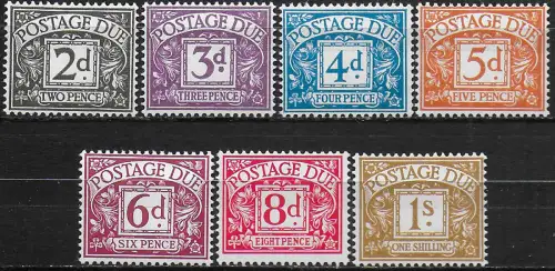 1968-69 Great Britain postage due stamps 7v. MNH SG n. D69/D74