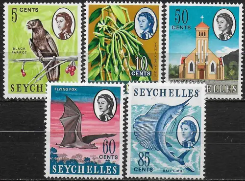 1967-69 Seychelles new value 5v. MNH SG n. 233/37