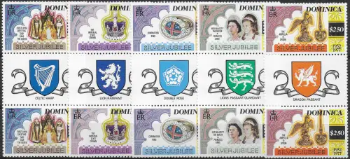 1977 Dominica Silver Jubilee 5v. MNH SG n. 562/66 x2