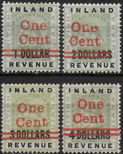 1890 British Guyana One Cent 4v. MH SG n. 207/10
