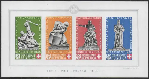 1940 Svizzera Pro Patria Monumenti MS MNH Unificato n. 5