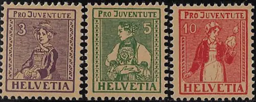 1917 Svizzera Pro Juventute 3v. MNH Unificato n. 154euro56