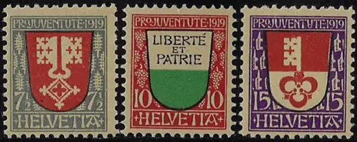 1919 Svizzera Pro Juventute 3v. MNH Unificato n. 173euro75