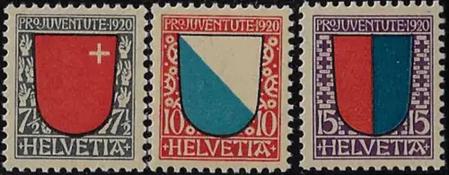 1920 Svizzera Pro Juventute 3v. MNH Unificato n. 176euro78