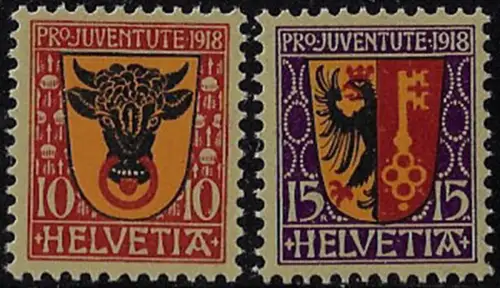 1918 Svizzera Pro Juventute 2v. MNH Unificato n. 168euro69