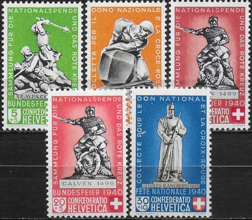 1940 Svizzera Pro Patria 5v. MNH Unificato n. 349euro53