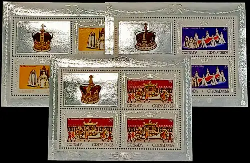 1977 Grenadines of Grenada Silver Jubilee MNH SG n. MS 215euro217