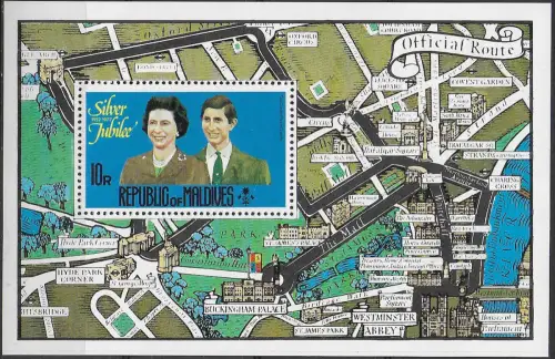 1977 Maldive Silver Jubilee MNH SG n. MS 679