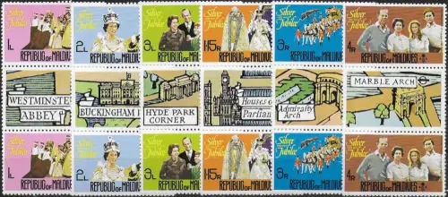 1977 Maldive silver jubilee pittorica 12v. MNH SG n. 673euro78 (pair)