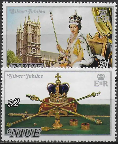 1977 Niue silver jubilee 2v. MNH SG n. 213euro14