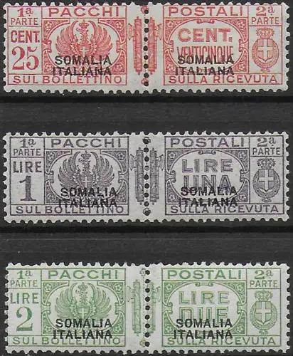 1931 HNY Somalia parcel post stamps 3v. MNH Sassone n. 68euro70