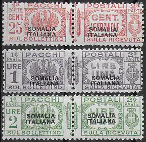 1931 Somalia parcel post stamps 3v. MNH Sassone n. 68euro70