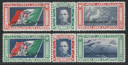 1933 Egeo aerea Crociera Balbo 2v. MNH Sassone n. 28euro29