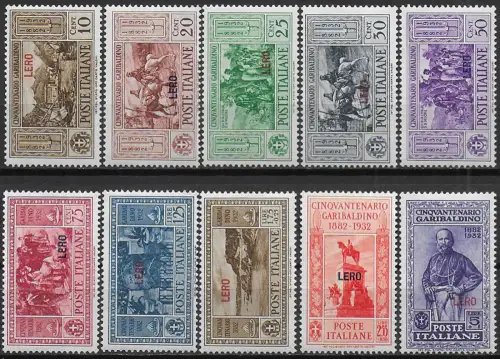 1932 Egeo Lero Garibaldi 10v. MNH Sassone n. 17euro26