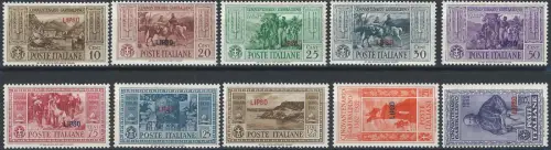 1932 Egeo Lipso Garibaldi 10v. MNH Sassone n. 17euro26