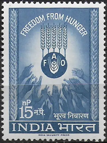1963 India Freedom from Hunger 1v. MNH SG n. 466