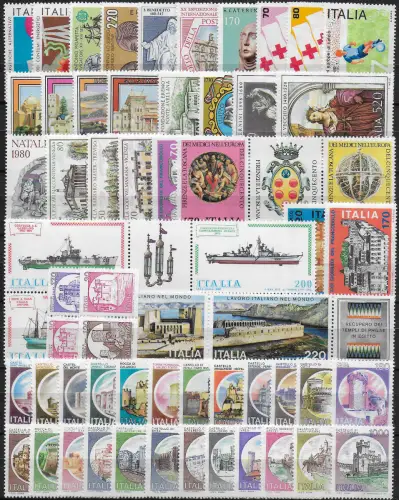 1980 Italia complete year 61v. MNH