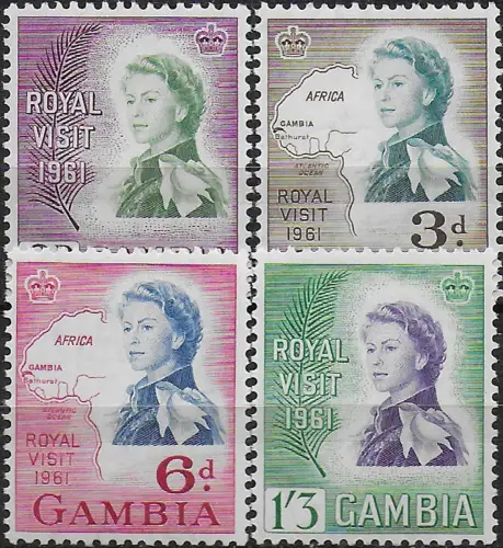 1961 Gambia Royal visit 4v. MNH SG. n. 186euro89