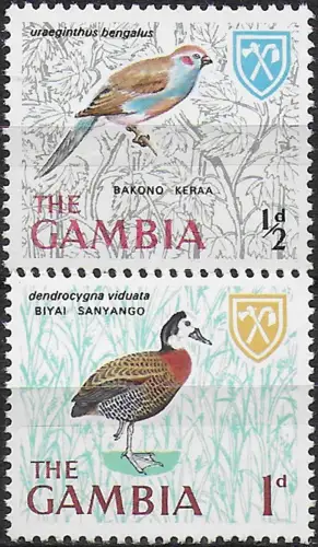 1966 Gambia Birds ½d.+1d. PVA gum 2v. MNH SG n. 233aeuro34a