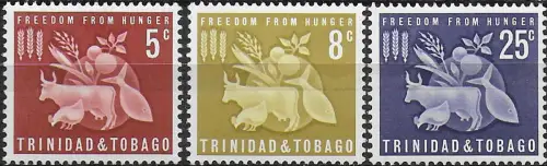 1963 Trinidad and Tobago Frredom from Hunger 3v. MNH SG n. 305euro07