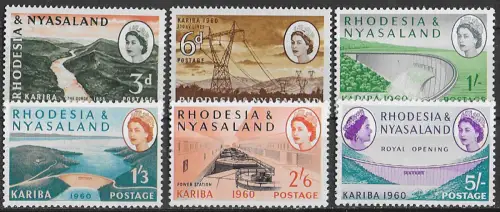 1960 Rhodesia and Nyasaland Khariba 6v. MNH SG n. 32euro37