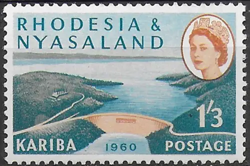 1960 Rhodesia and Nyasaland Khariba 1s.3d. blue MNH SG n. 35a