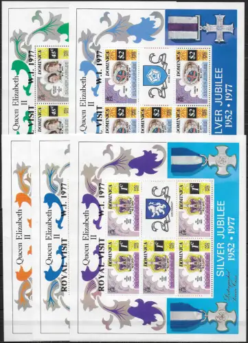 1977 Dominica Royal Visit 5MS MNH SG n. MS 591euro95a