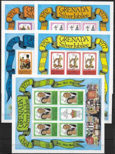 1977 Grenada Royal Visit 5MS MNH SG n. MS 894euro98