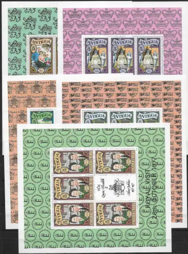 1977 Antigua Royal Visit 5MS MNH SG n. MS 548euro52