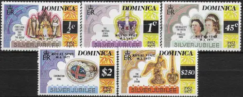 1977 Dominica Royal Visit 5v. MNH SG n. 591euro95a