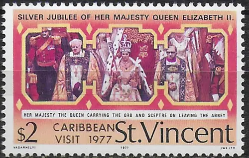 1977 St Vincent Royal Visit 1v. MNH SG n. 540
