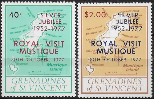 1977 Grenadine of St Vincent Royal Visit 2v. MNH SG n. 104euro105