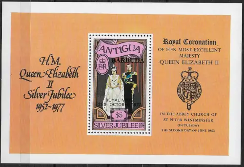 1977 Barbuda Royal Visit MNH SG n. MS 354A