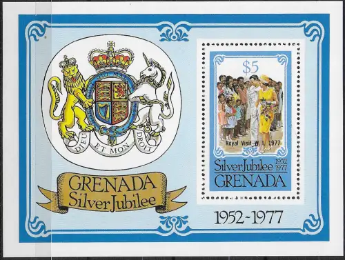 1977 Grenada Royal Visit MNH SG n. MS 899